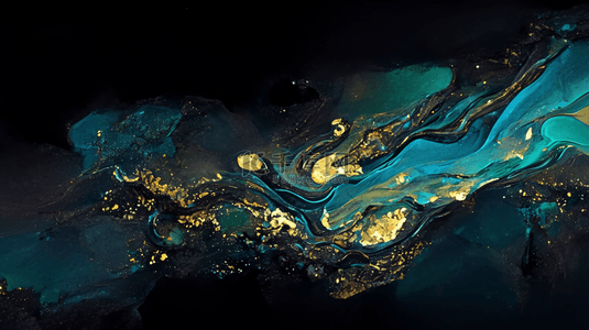 创意绿金新中式鎏金流体抽象山川纹理素材