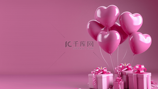 粉色520心形礼物礼盒装饰背景