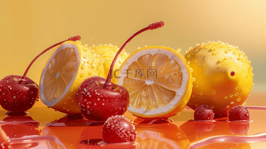 樱桃的水果背景图片_水果柠檬樱桃的背景