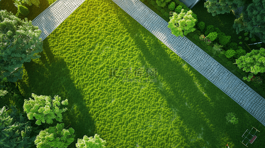 航拍绿色田园田地整齐道路的背景