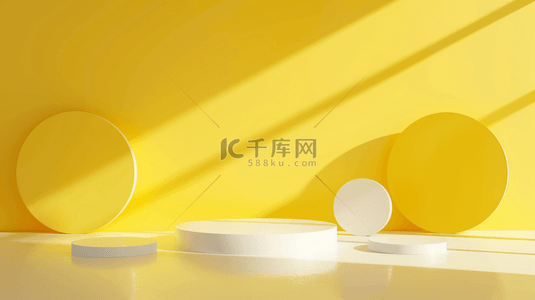 夏天清新奶黄色3D电商展台背景图片