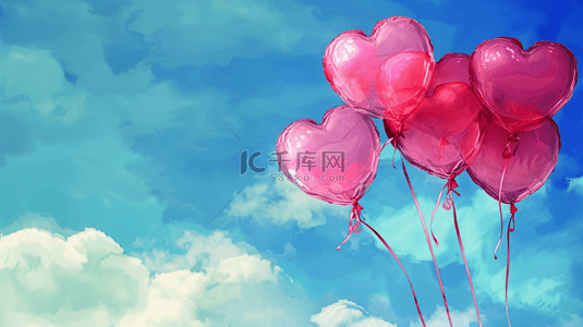 520粉色气球背景图片_520蓝天装饰心情气球背景