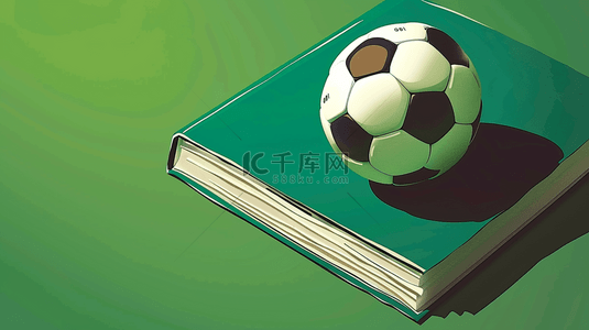 绿色足球的足球背景图片_绿色空间草坪书本上足球的背景