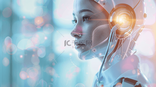 未来科技网络数据女性机器人头像的背景