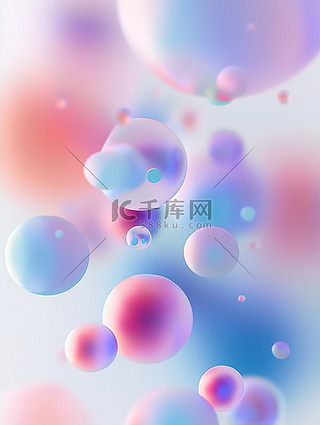 浮动球体粉蓝色渐变图片