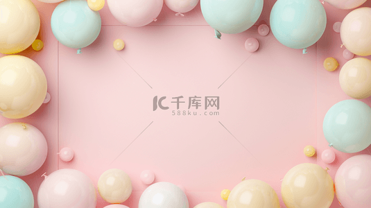 生日背景图片_彩色装饰气球边框背景