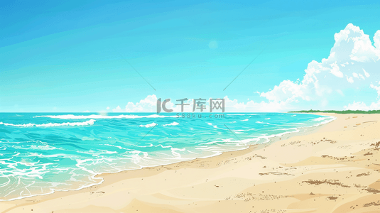 海边背景图片_唯美蓝天下沙滩大海海边海水的背景