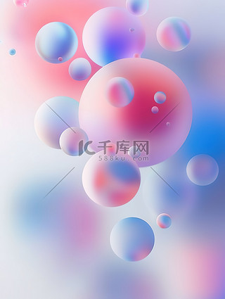 浮动球体粉蓝色渐变图片