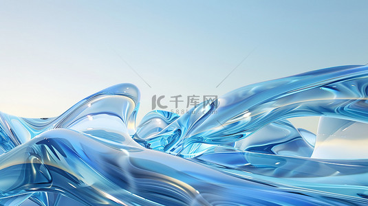玻璃材料质感蓝色飘带背景素材