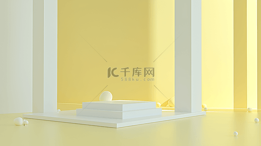 夏天清新奶黄色3D电商展台背景图片