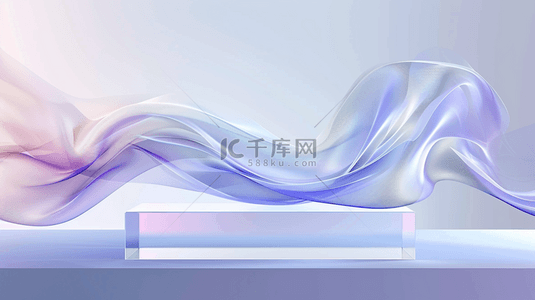 飘舞的绸子背景图片_3D渲染创意飘舞流动玻璃质感飘带背景