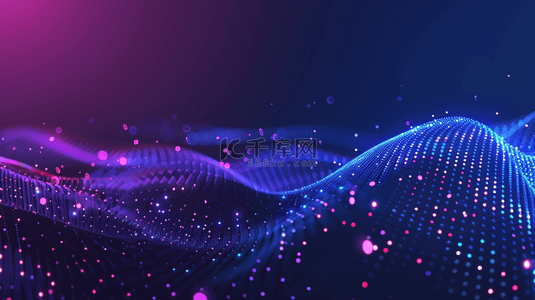 几何科技光线背景图片_科技粒子蓝紫色渐变半色调几何波线光效图片