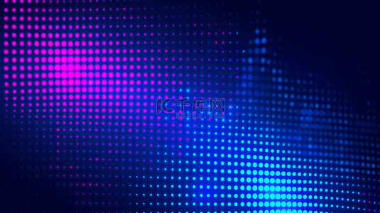科技抽象波线半色调蓝紫色渐变霓虹光点背景