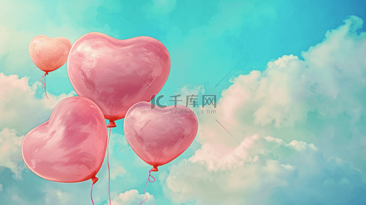 520粉色气球背景图片_520蓝天装饰心情气球背景