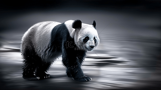 黑背景图片_黑白色纹理国宝大熊猫质感艺术风格的背景