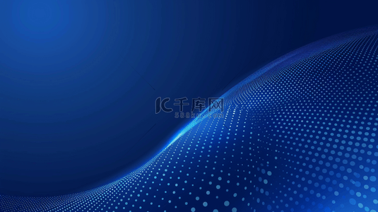 深蓝色科技背景图片_科技抽象波线半色调深蓝色渐变霓虹光点素材