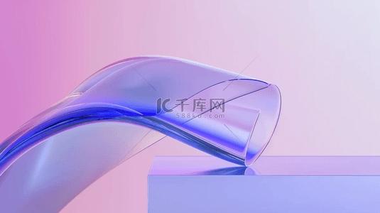 玻璃质感流体背景图片_3D渲染创意飘舞流动清透玻璃质感飘带设计