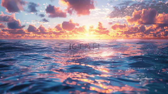 海背景图片_唯美蓝色海面上太阳升起的背景