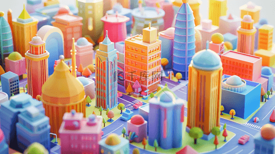 建筑模型背景图片_城市建筑模型合成创意素材背景