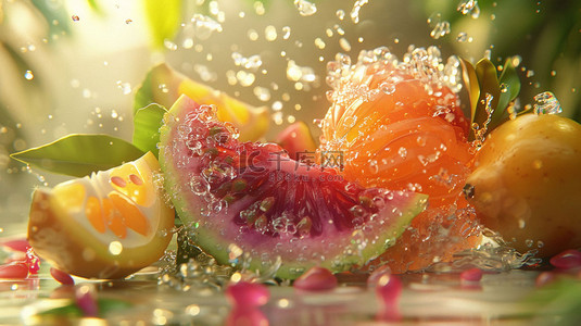 水果背景图片_水果热带盛宴合成创意素材背景