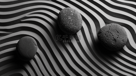 沙滩背景图片_黑白沙滩鹅卵石合成创意素材背景