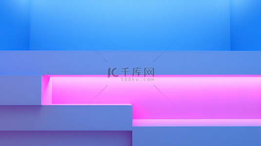 电商设计背景图片_粉紫色形状几何发光空间设计