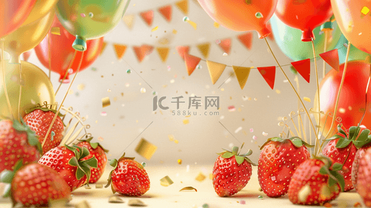 草莓水果背景图片_草莓水果装饰边框背景