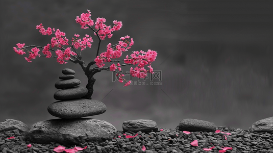 桃树背景背景图片_石台桃树模型合成创意素材背景