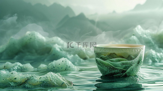 水墨背景图片_水墨国风品茗合成创意素材背景