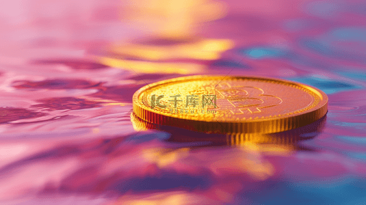 硬币素材背景图片_水面硬币漂浮合成创意素材背景