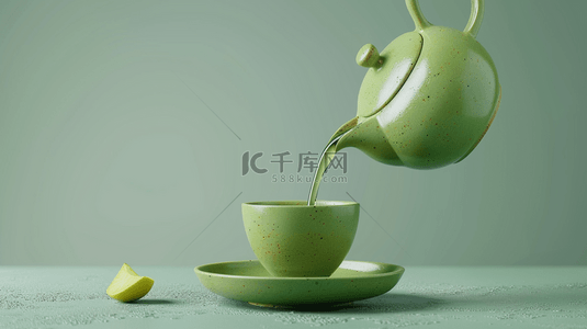 茶具茶叶品茗合成创意素材背景