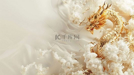 中国龙白金模型合成创意素材背景