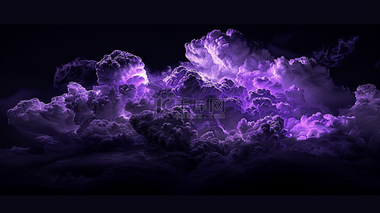 云背景图片_紫色雷云闪电合成创意素材背景
