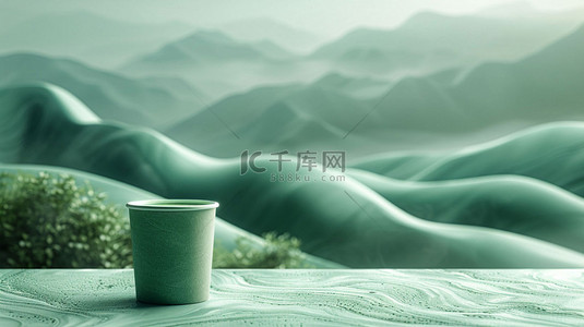 水墨国风品茗合成创意素材背景