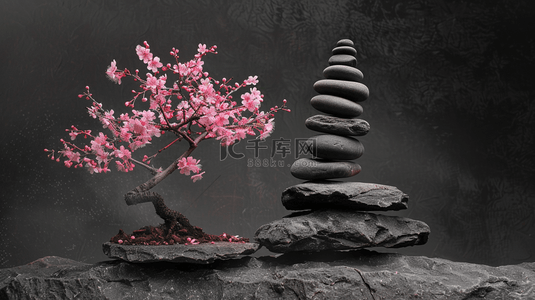 石台桃树模型合成创意素材背景