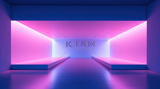 粉紫色形状几何发光空间设计