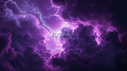 紫色雷云闪电合成创意素材背景