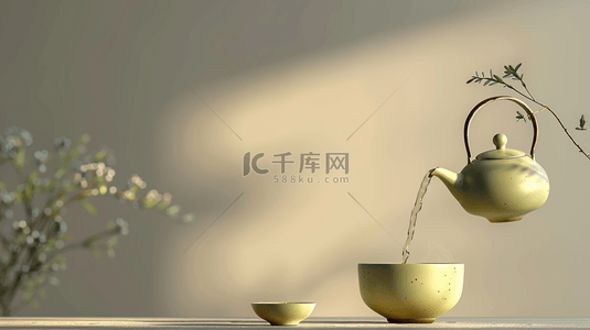 茶具茶叶背景图片_茶具茶叶品茗合成创意素材背景