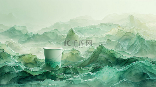 水墨国风品茗合成创意素材背景