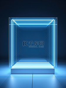 空白方形光影电商展台背景图