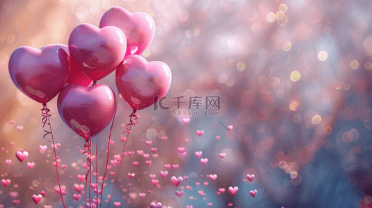 气球唯美梦幻背景图片_粉红色唯美爱心气球星光场景的背景