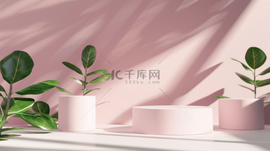 粉色背景背景图片_展台粉色家具合成创意素材背景