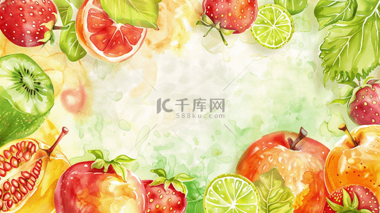 彩色夏季水果装饰边框背景