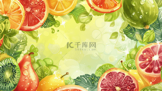 夏季水果手绘背景图片_彩色夏季水果装饰边框背景