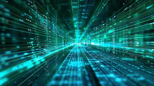 科技虚拟背景背景图片_蓝绿色未来科技虚拟隧道背景
