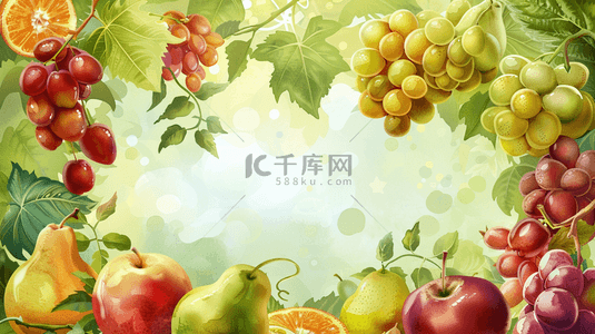 水彩水果背景图片_彩色夏季水果装饰边框背景