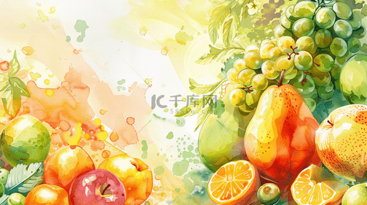 苹果水果背景图片_彩色夏季水果装饰边框背景