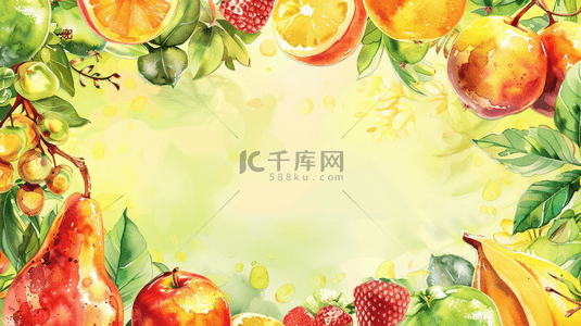 边框背景图片_彩色夏季水果装饰边框背景