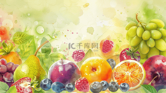 边框背景图片_彩色夏季水果装饰边框背景