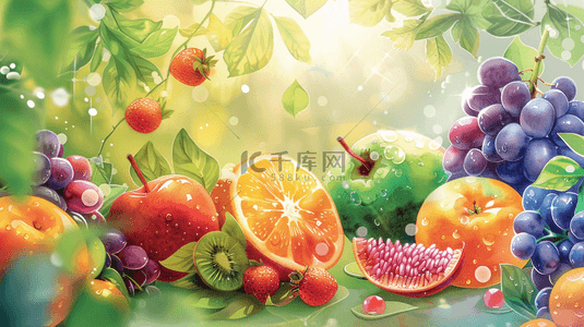 苹果水果背景图片_彩色夏季水果装饰边框背景
